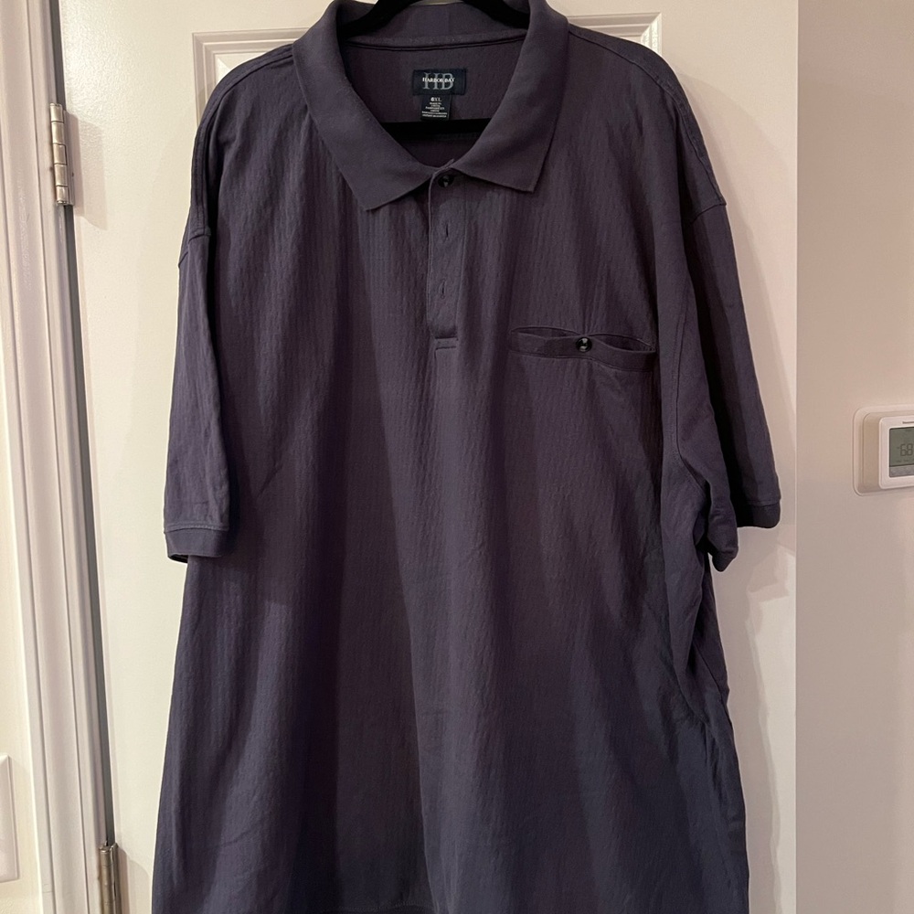 Harbor Bay Men's Charcoal Button-Pocket Polo 6xl